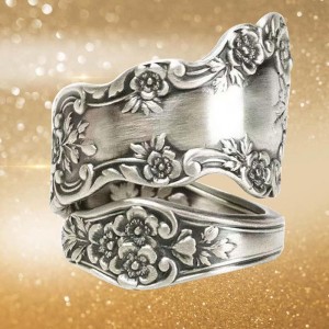 Hongde 925 Sterling Silver Oxidized Spoon Ring Adjustable Ring 