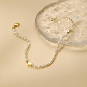 Hongde 14K Gold-Plated Pearl Heart Bracelet Pearls of the Heart bracelet