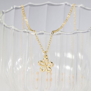 Hongde Golden Bloom Necklace 2-------14K Gold Plated Necklace for Women - Dainty Flower, Leaf, Bead, Tree, Bee, Sun, Bar, Infinity, Star, Arrow, Teardrop, Butterfly Pendant Necklaces, Simple Jewelry