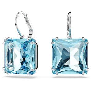 Ocean Blue Crystal Square Earrings Swarovski Millenia Earrings, Square cut crystal, Blue, Rhodium plated