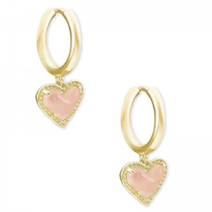 Blush Heart Charm Hoop Earrings Heart Huggie Earrings for Women, Fashion Jewelry