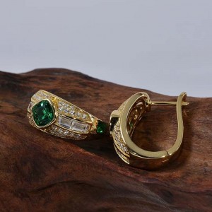 Majestic Timeless Luxury Eternal Elegance Radiant Emerald Glow Hoop Earrings of Sophisticated Charm