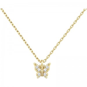 14K Gold Plated Dainty Cubic Zirconia Pendant Necklace for Women  Butterfly Pendant  Layering Chain Necklaces