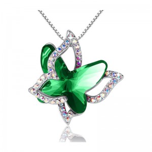 Emerald Radiance Star Pendant Butterfly Birthstone Crystal Necklace - Silver Tone with 18”+2” Chain - Necklace Mother’s Day Anniversary Birthday Christmas - Gifts for Women Girls Daughter