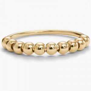 Minimalist 18K Gold-Plated Beaded Stacking Ring – Elegant & Versatile Everyday Band for Layering or Solo Wear