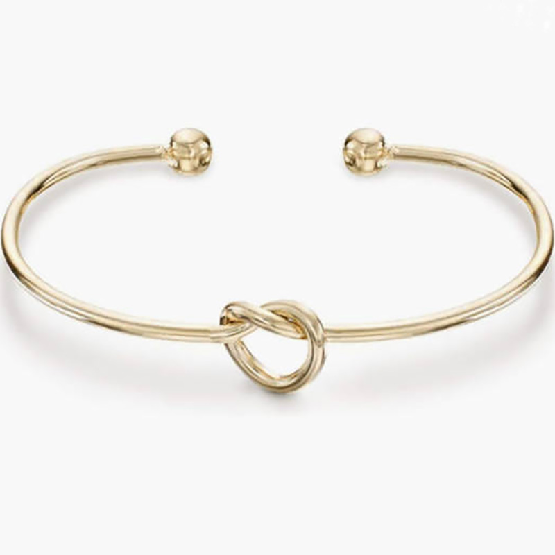 4K Gold Plated Forever Love Knot Infinity Bangle Bracelets for Women Adjustable Gold Bangle Bracelet for Women Elegant Gold-Plated Open Cuff Bracelet with Knot Design – Modern Minimalist Jewelry for Daily Wear and Special Occasions